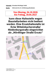 Hinweise und Lageplan der Ersatzhaltestellen