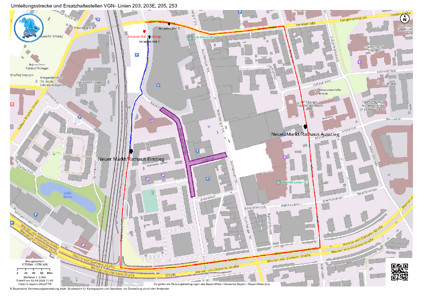 Umleitung und Ersatzhaltestellen VGN 203, 203E, 205, 253