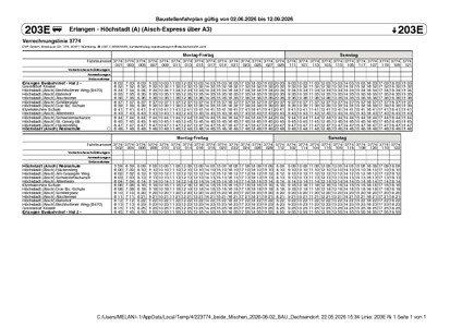 Baustellenfahrplan VGN 203E