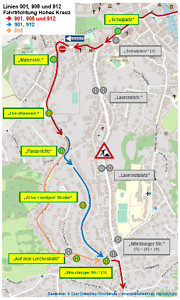 Umleitung 901, 908 und 912