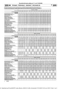 Baustellenfahrplan VGN 205 gültig 13 - 14.09.2026