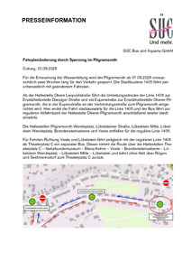 Fahrplanänderung durch Sperrung im Pilgramsroth