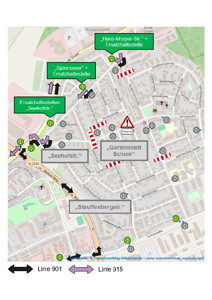Umleitungsplan Radrennen Kirchweih Gartenstadt