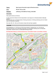 Fahrgastinfo Teilsperrung Lauf Saarstraße