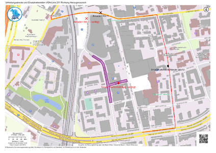 Umleitung und Ersatzhaltestellen VGN 201