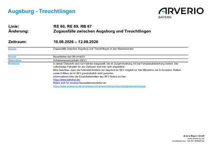 RE 80: Zugausfälle & SEV