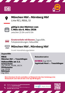 RB 16: Spätere Abfahrten & Zugausfälle