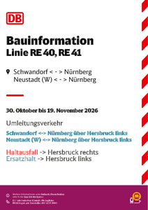 RE 40, RE 41: Abweichende Abfahrtszeiten, Halt- und Zugausfälle & SEV