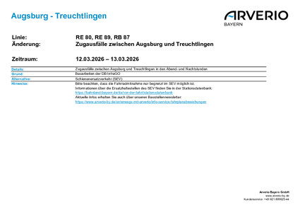 RE 80: Zugausfall & SEV