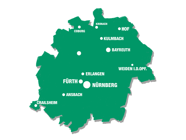 Karte des VGN-Verbundgebiet