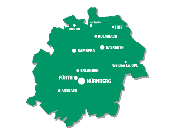 Karte des VGN-Verbundgebiet