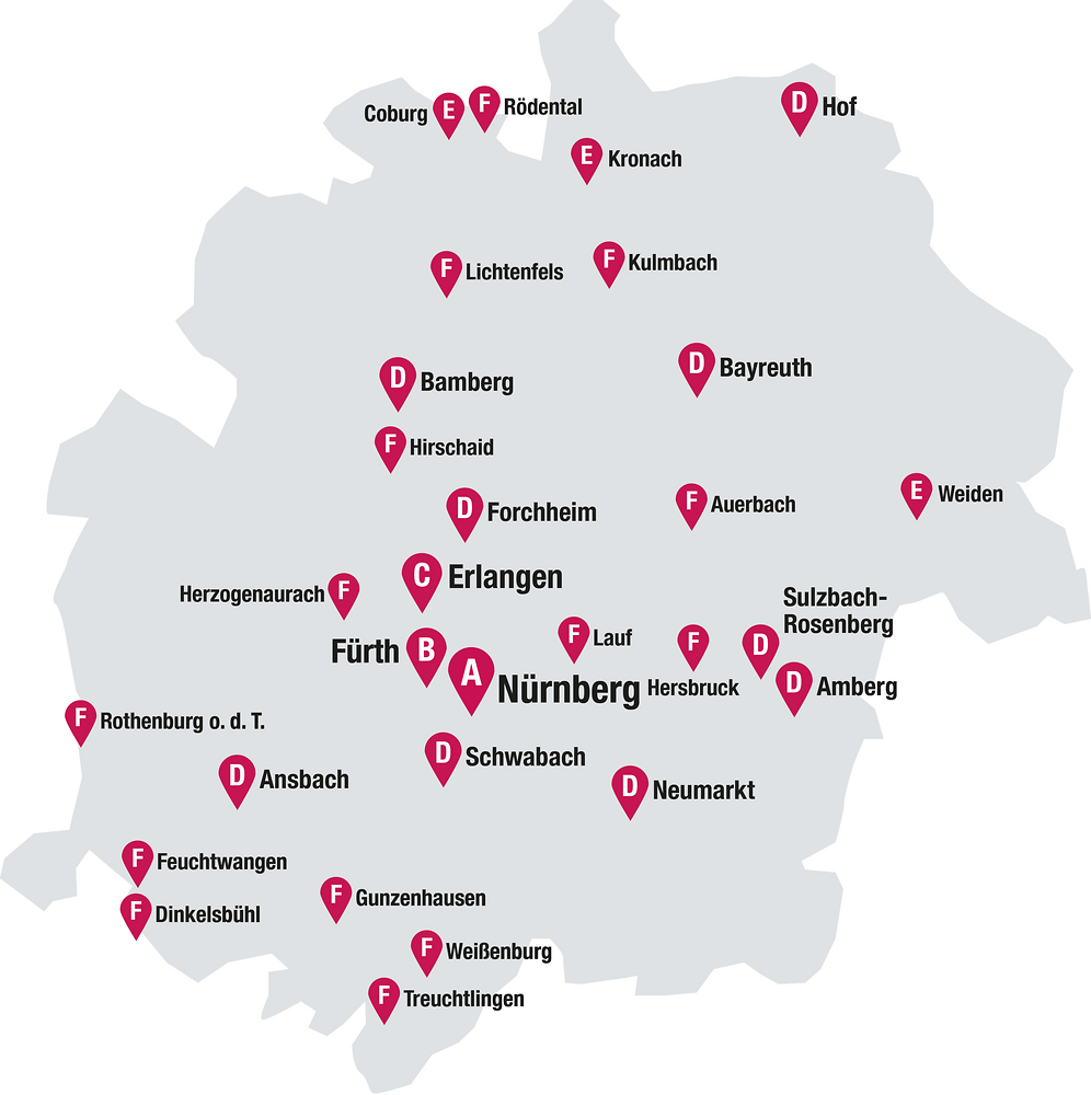 Local city traffics A–F in the entire VGN-area &ndash;  (&copy;&nbsp;VGN GmbH)