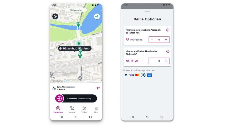 Mitnahme in egon &ndash; Optionen in der App verwalten  (&copy;&nbsp;VGN GmbH)