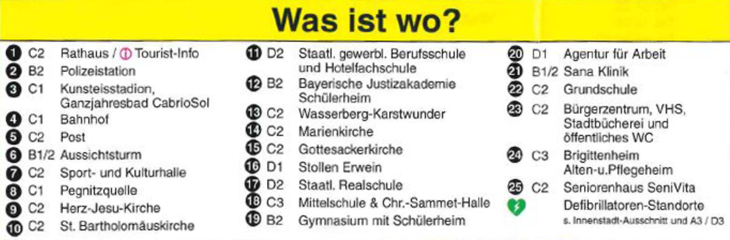 Legende Stadtplanausschnitt &ndash;  (12.02.2019, Touristinfo Pegnitz &copy;&nbsp;Touristinfo Pegnitz)