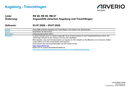 RE 80: Zugausfälle & SEV