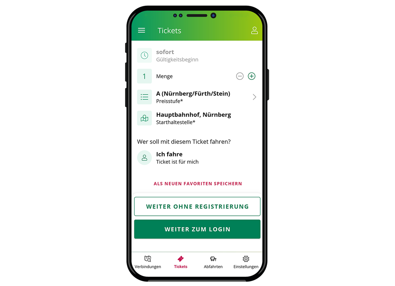 Ticket-Schnellkauf &ndash; App & weg!  (&copy;&nbsp;VGN GmbH)