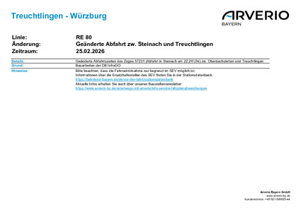 RE 80: Abweichende Fahrzeiten