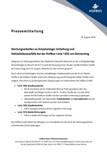 Pressemitteilung Hof: Wartungsarbeiten an Ampelanlage