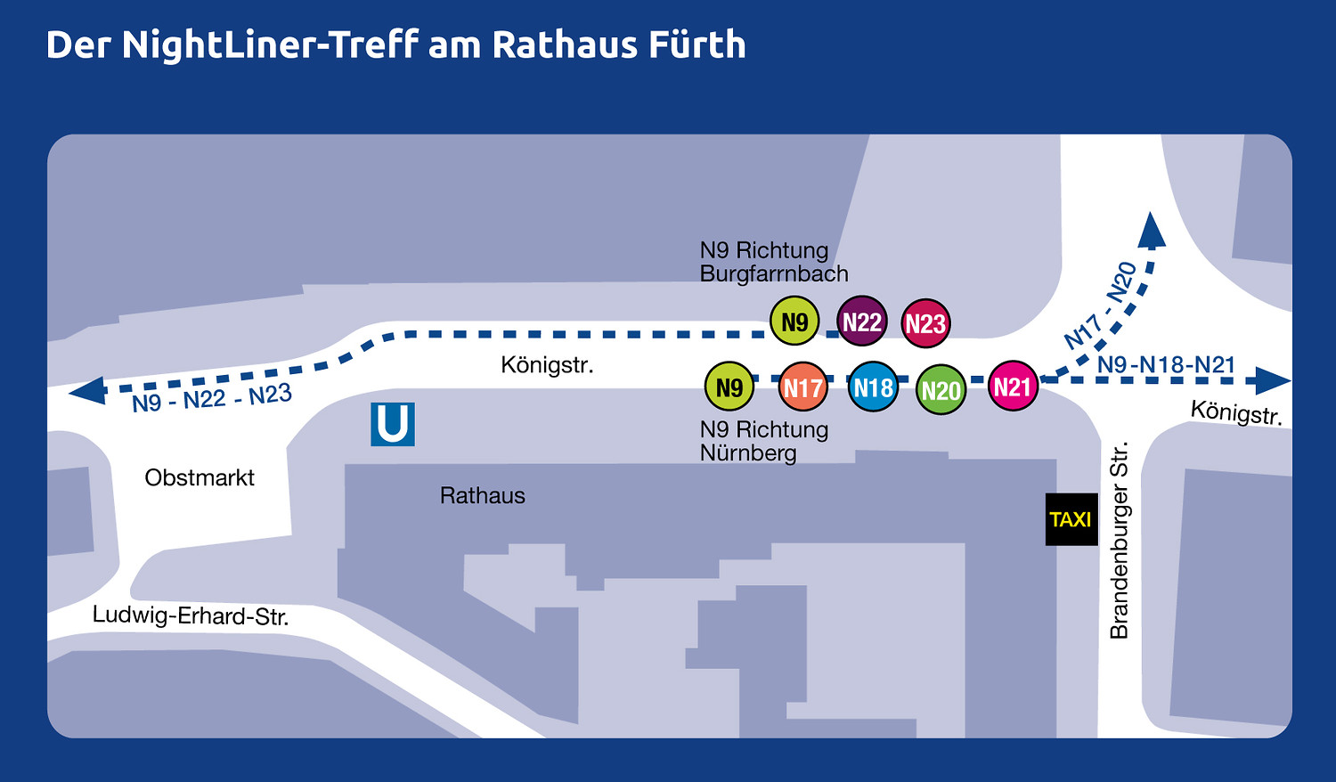 So finden Sie Ihren Nighliner am Fürther Rathaus &ndash;  (VAG &copy;&nbsp;VAG)