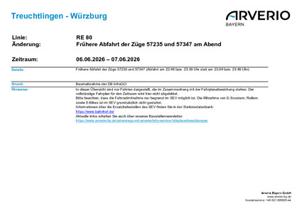 RE 80: Abweichende Fahrzeiten