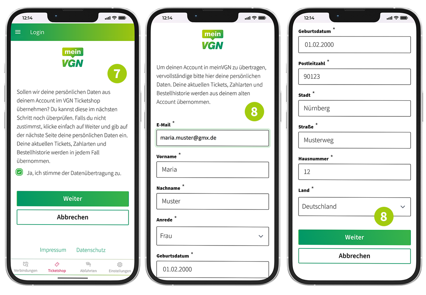 Migration zu meinVGN &ndash; Schritt 7 und 8  (&copy;&nbsp;VGN GmbH)