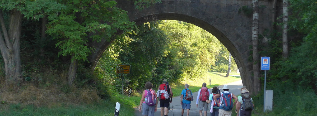 Wandergruppe unter der alten Bahntrasse &ndash;  (14.08.2019, G. Härer &copy;&nbsp;VGN GmbH)
