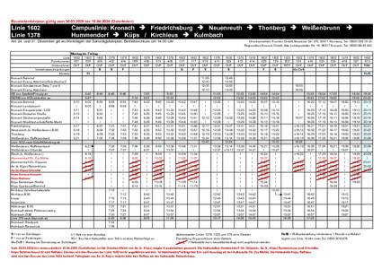 Linie 1602: Baustellenfahrplan