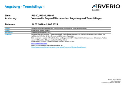 RE 80: Zugausfälle & SEV