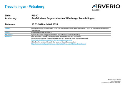 RE 80: Zugausfall & SEV