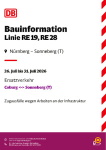 RE 19 und RE 28: Zugausfälle mit Einsätzen des Schienenersatzverkehrs