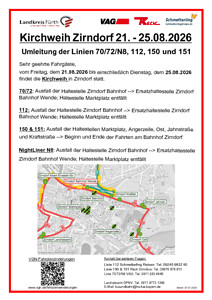 Linien 70, 72, 150, 151 und 154: Ausfall der Hal­te­stel­len