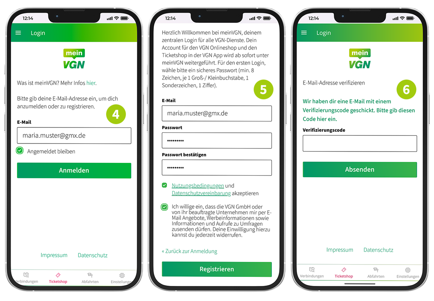 Migration zu meinVGN &ndash; Schritt 4 bis 6  (&copy;&nbsp;VGN GmbH)