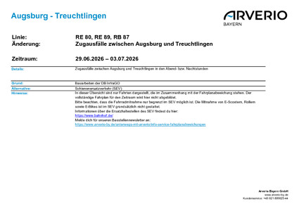 RE 80: Zugausfälle & SEV