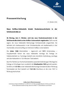 Pressemitteilung Hof: Neue HofBus-Haltestelle bindet Studentenwohnheim an