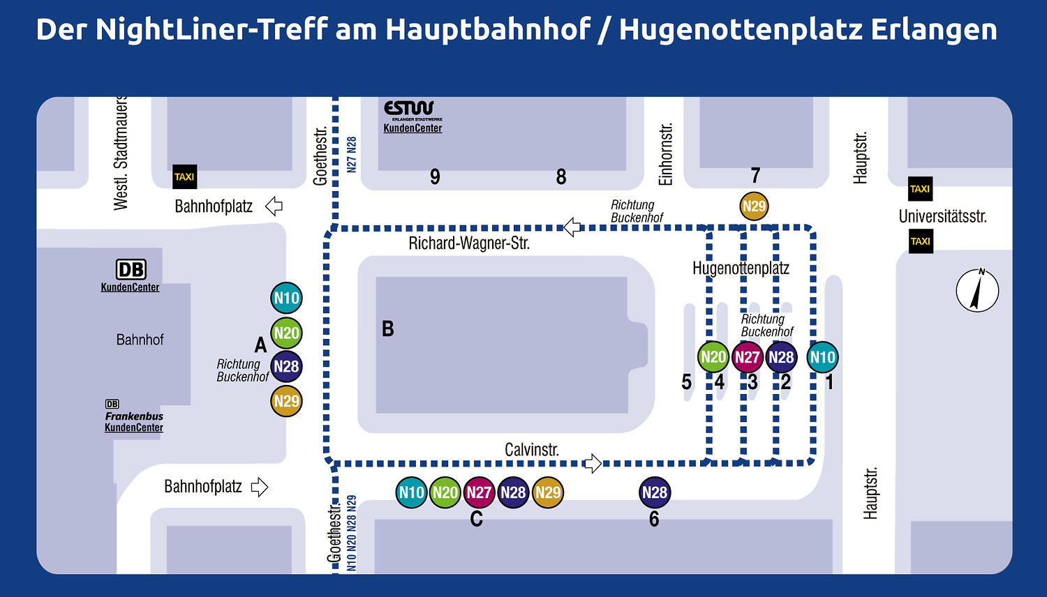 So finden Sie Ihren Nighliner am Erlanger Hugenottenplatz &ndash;  (VAG &copy;&nbsp;VAG)