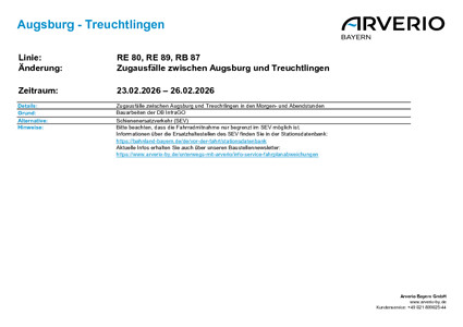 RE 80: Zugausfälle & SEV