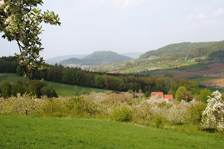 Blick über Oberehrenbach zurück zur Ehrenbürg &ndash; (VGN &copy;&nbsp;VGN GmbH)