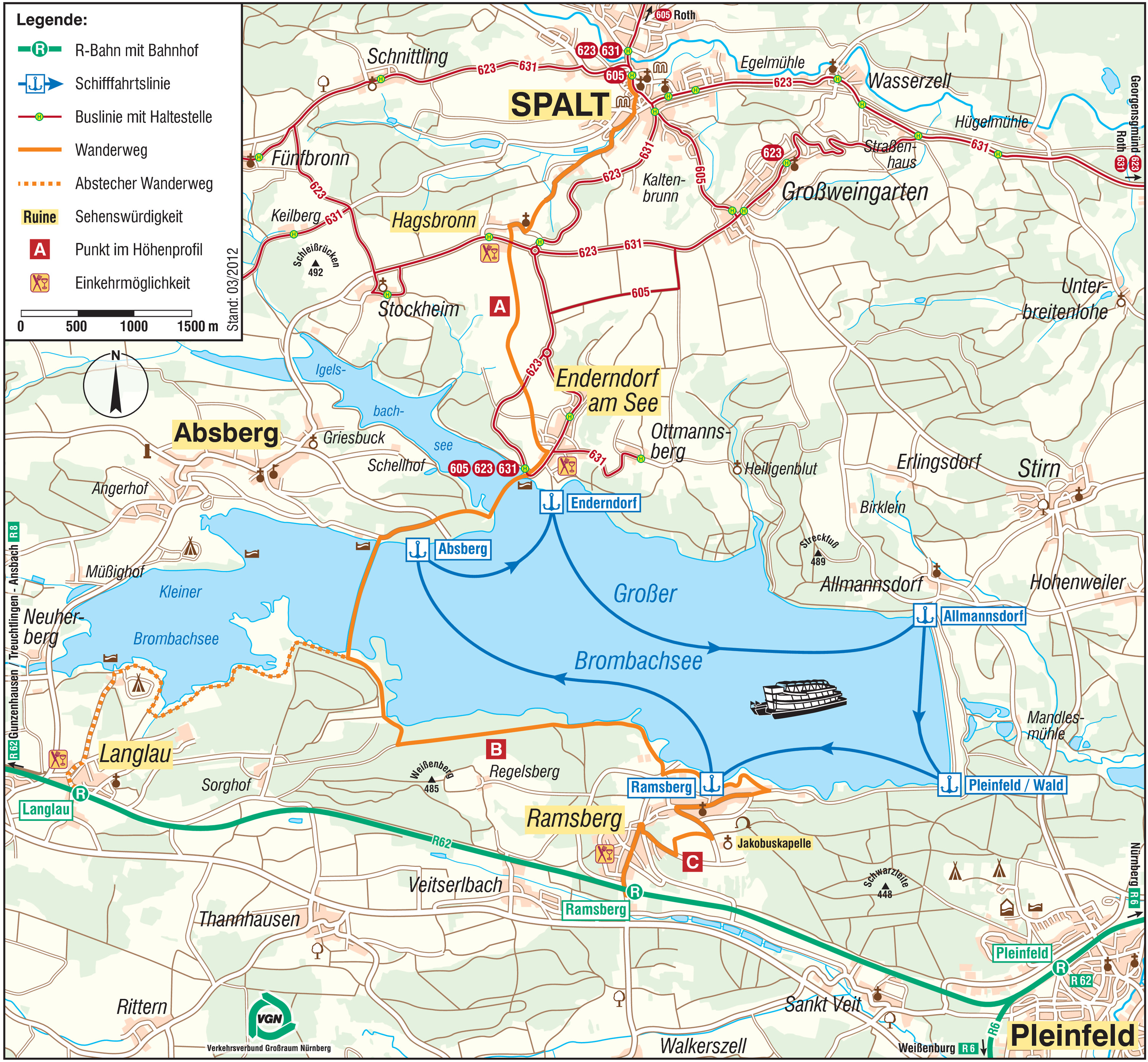 Übers Spalter Hügelland zum Brombachsee | VGN