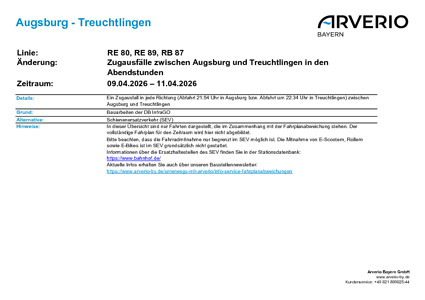 RE 80: Zugausfälle & SEV